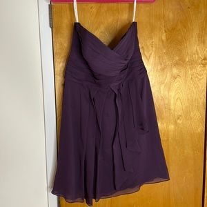 David’s Bridal Plum Strapless Cocktail Dress